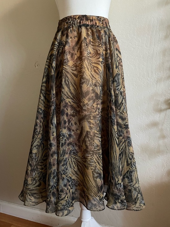 Vintage Dresses & Skirts - Animal print vintage chiffon circle skirt